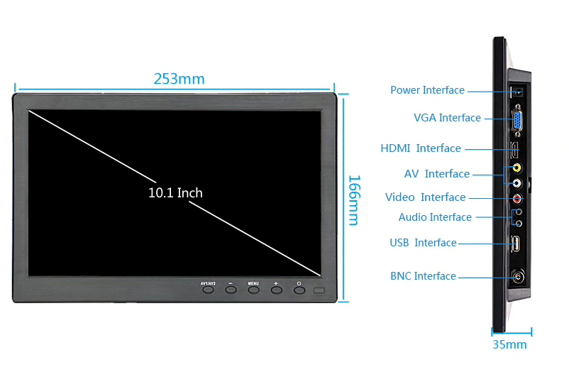 AlarmsystemExpert.nl TFT 10" Full HD Monitor inkl. Wandhalterung