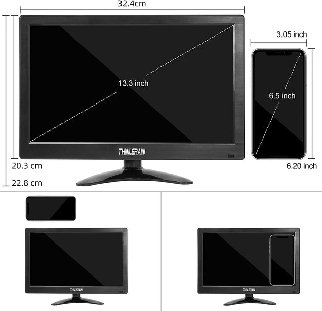 AlarmsysteemExpert.nl TFT 13" Full HD Monitor inkl. Halterung für Wand oder Schreibtisch
