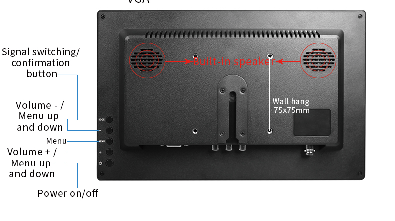 AlarmsysteemExpert.nl TFT 13" Full HD Monitor inkl. Halterung für Wand oder Schreibtisch