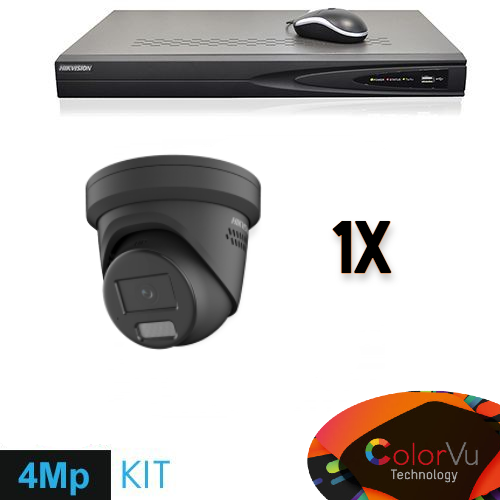 Hikvision Colorvu Set 1x Turret 4MP Rekorder + Verkabelung