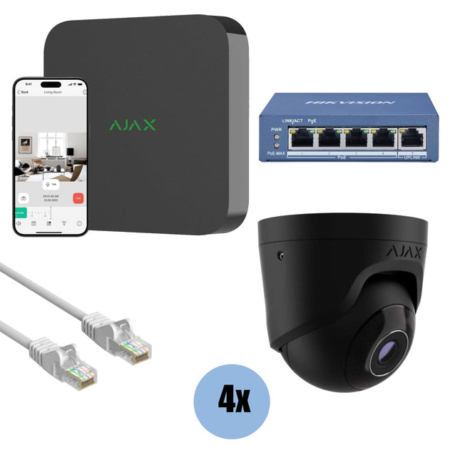 Ajax Systems Ajax Systems Kit 4x Turret, NVR und Verkabelung schwarz