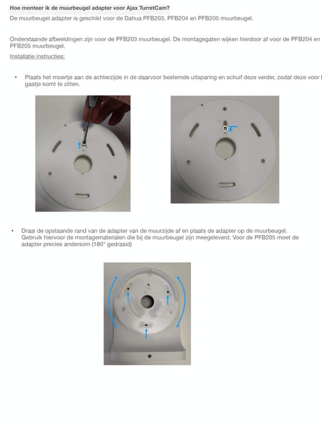 Ajax Systems Wall Bracket Adapter White for TurretCam