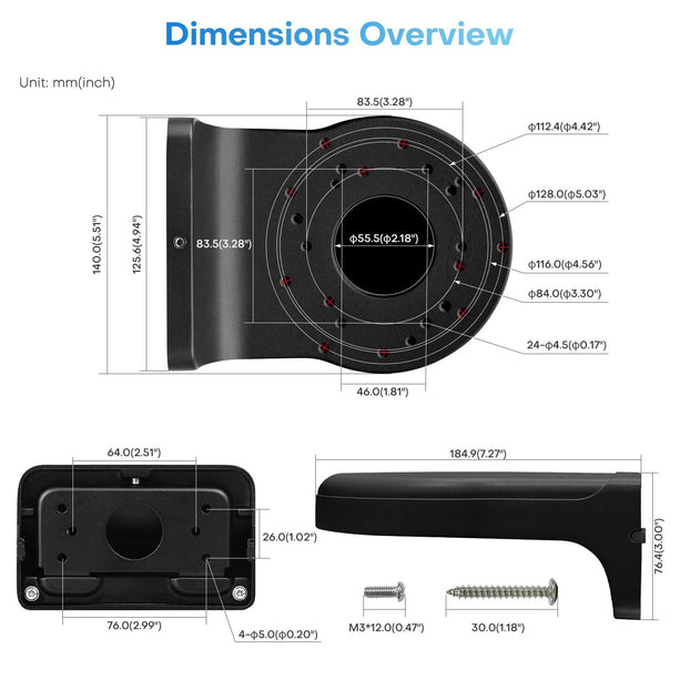 alarmsystemexpert alarmsystemexpert Camera stand Black for Hikvision and Dahua cameras