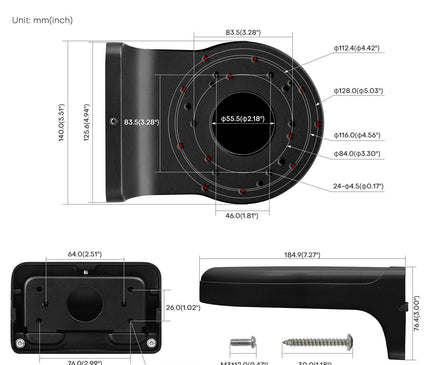 alarmsystemexpert alarmsystemexpert Black Camera Mount for Hikvision and Dahua Cameras