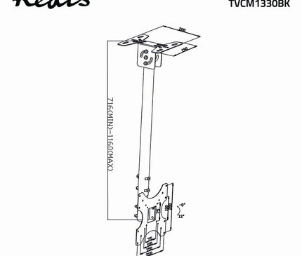 Alarm SystemExpert.nl Alarm SystemExpert.nl Turn and Tilt TV Ceiling Bracket 26 - 42" Max. 20 kg Adjustable Height