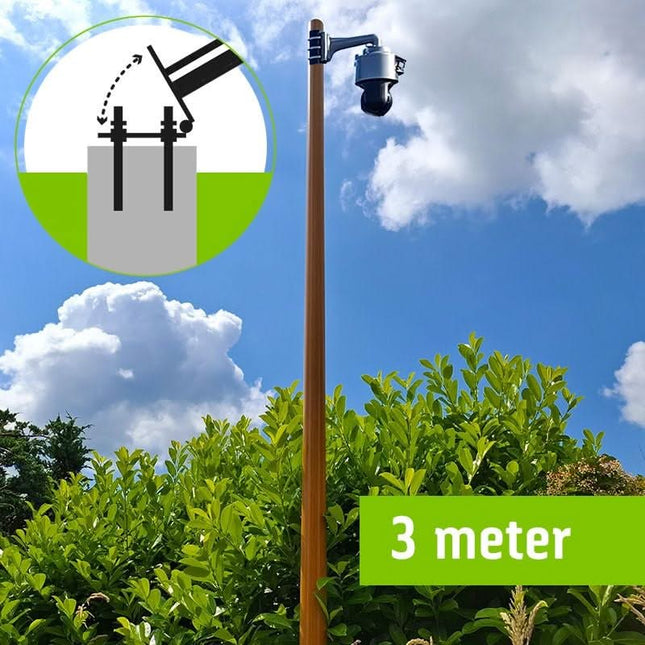 AlarmsysteemExpert.nl AlarmsysteemExpert.nl Lichte houtstructuur cameramast met kantelanker 3 meter