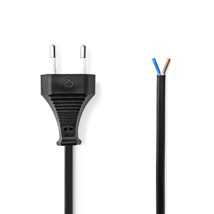 Alarm SystemExpert.co.uk Power cable | Euro plug - Open cable end | 2.0 m | Black