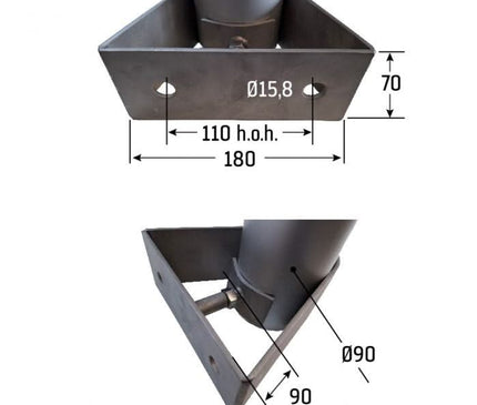 Alarm SystemExpert.nl Alarm SystemExpert.nl Mât de caméra 4 mètres Ø 90mm avec supports muraux en acier inoxydable