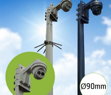 Alarm SystemExpert.co.uk Mât de caméra rond avec ancrage inclinable 3 mètres Ø 90mm