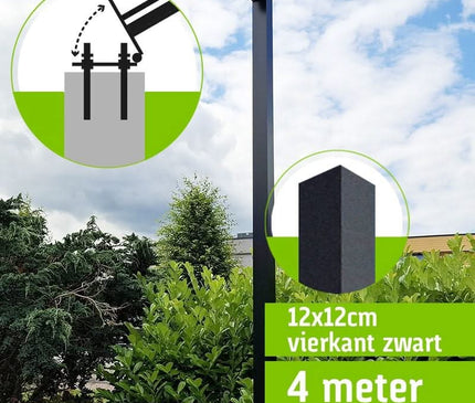 AlarmsysteemExpert.nl Vierkante cameramast met kantelanker 4 meter Zwart