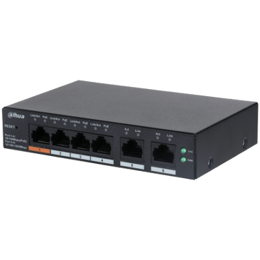 Dahua Dahua DH-CS4006-4ET-60, 4xPoE 100Mb poorten, Smart Switch, 2x Uplink Gigabit