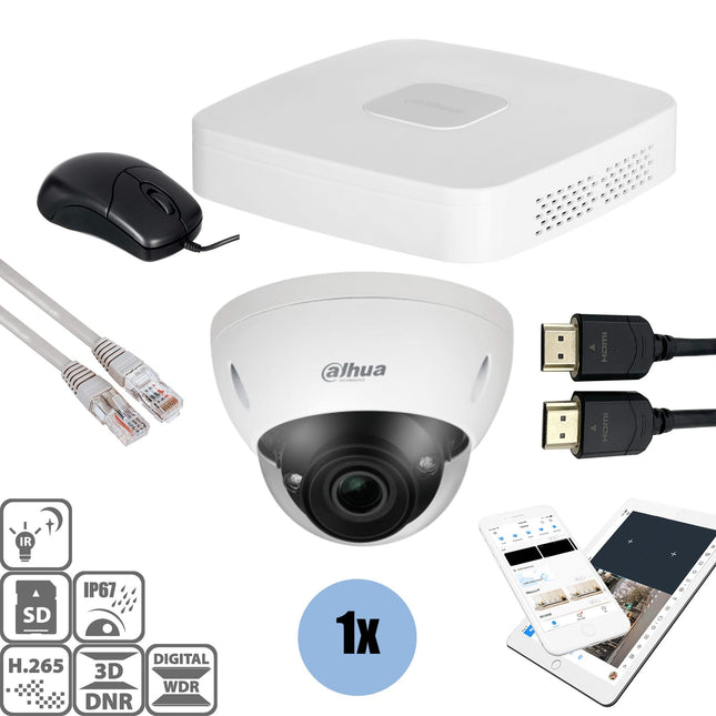 Dahua Dahua Set 1x Dome 4MP + Recorder & Bekabeling