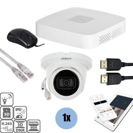 Dahua Dahua Set 1x Turret 4MP + Recorder & Bekabeling