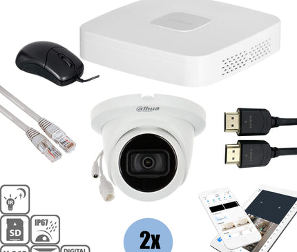 Dahua Dahua Set 2x Turret 8MP + Recorder & Cabling