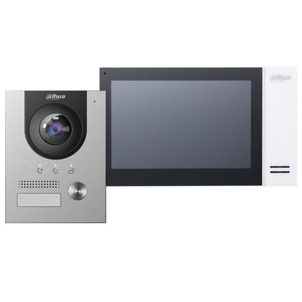 Dahua Kit d'interphone vidéo KTP01L avec commutateur PoE, poste intérieur VTO2201F-P et VTH2421FW-P
