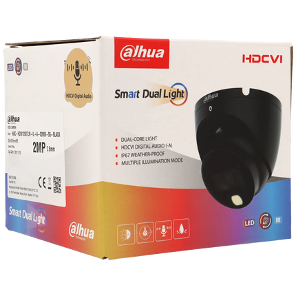 Dahua HAC-HDW1200TLM-IL-A-B, 2MP 2.8mm, HD-CVI, Dual light, coax