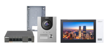 Dahua Video intercom set KTP01L incl. PoE-switch, VTO2201F-P en VTH2421FW-P binnenpost