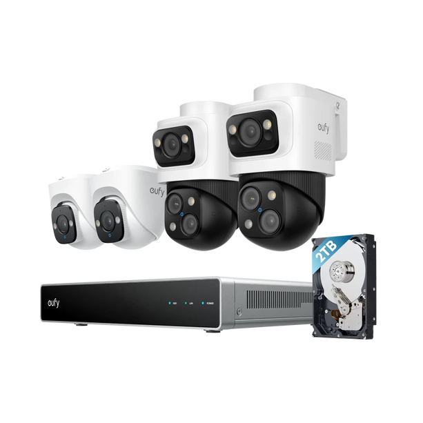 Eufy Security Kamera-Set; PoE-Recorder, 2x Turret- und 2x PTZ-Kamera