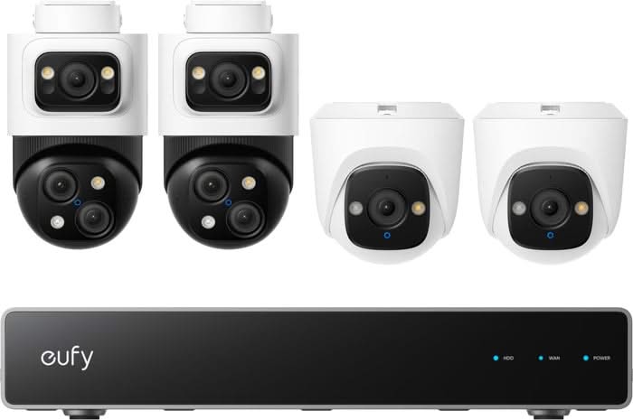 Eufy Security Kamera-Set; PoE-Recorder, 2x Turret- und 2x PTZ-Kamera
