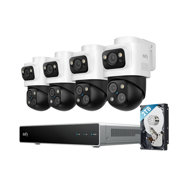 Eufy Security camera set; PoE recorder with 4x S4 PTZ