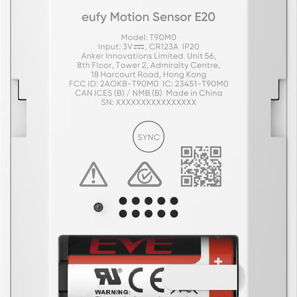 Eufy Eufy Motion Detector E20 Wireless Pet Friendly Wall Mount White (Détecteur de mouvement sans fil pour animaux de compagnie)