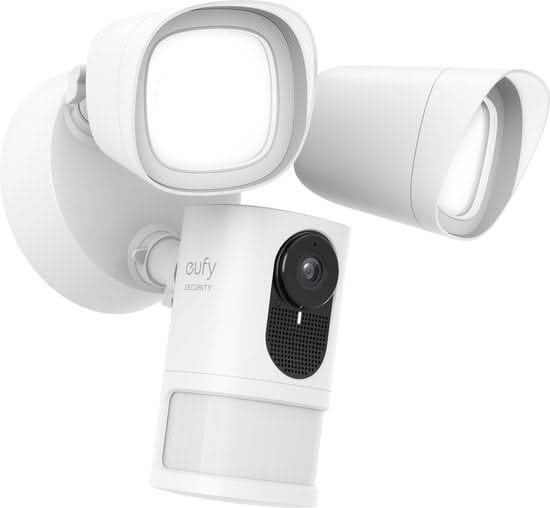 Eufy Flutlichtkamera 2K, IP-Sicherheitskamera, Außenbereich, verkabelt, Amazon Alexa & Google Assistant, 2500 lm, 5000 K
