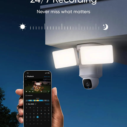 Eufy Floodlight Cam E30, WiFi Pan en Tilt camera met schijnwerpers