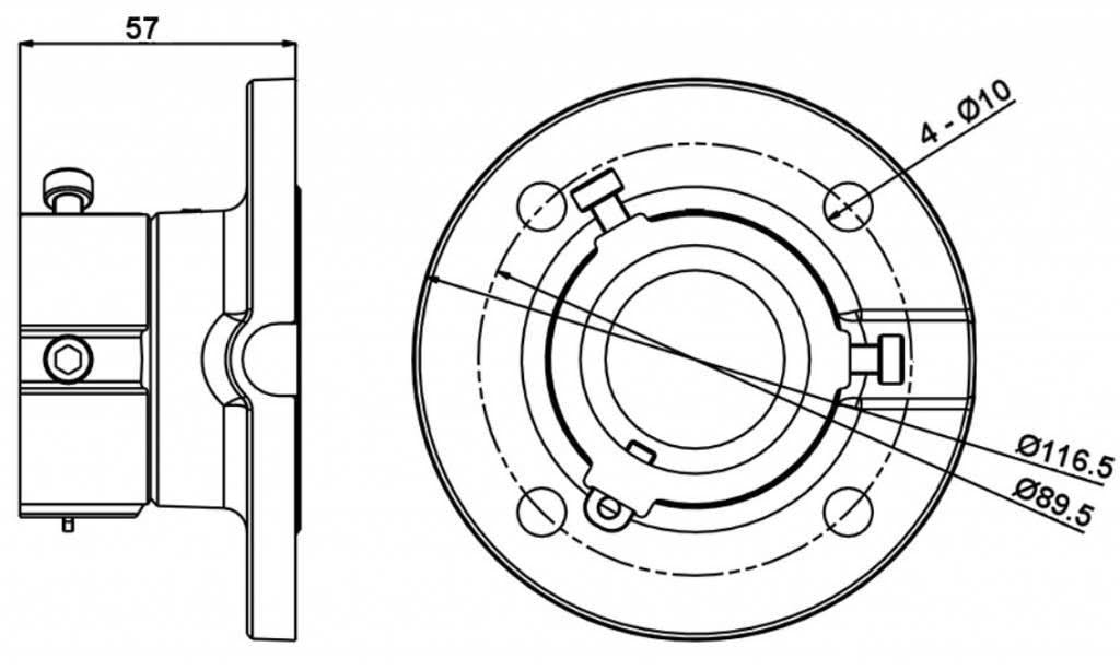 Hikvision DS-1663ZJ BEUGEL PTZ DOME Plafondsteun 57mm