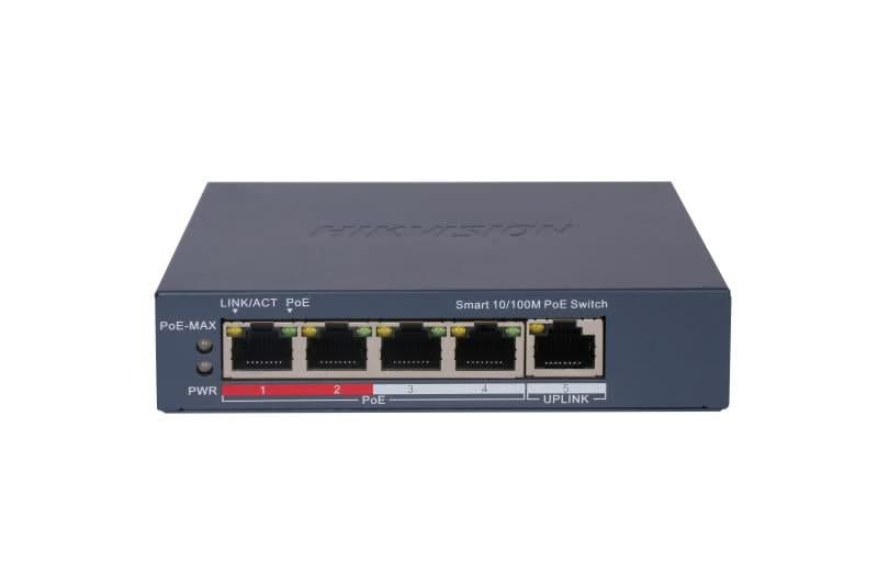 Hikvision DS-3E1105P-EI, 5 poorts Smart switch met 4x PoE, 100 Mb