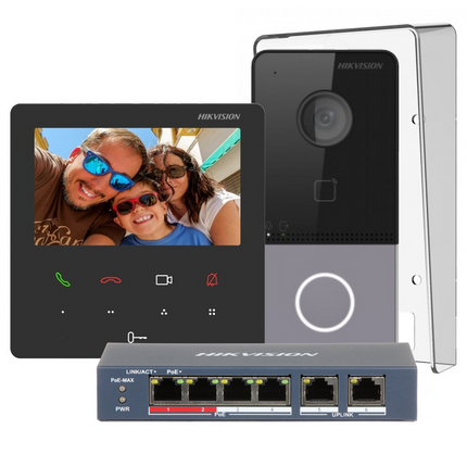 Hikvision DS-KIS606-P Complete Video-Intercom KIT met PoE Switch