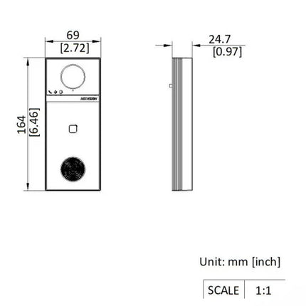 Hikvision DS-KV6114-WBE1, Sonnette vidéo 4MP, WiFi/PoE, Micro SD slot, 150gr angle de vue