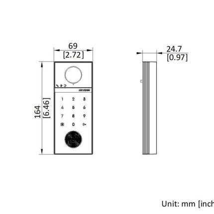 Hikvision DS-KV6124-WBE1, Video doorbell 4MP, WiFi/PoE, Micro SD slot, 150gr. (numeric keypad)