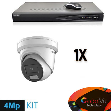 Hikvision Hikvision Colorvu Set 1x Turret 4MP Recorder + Cabling