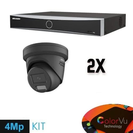 Hikvision Hikvision Colorvu Set 2x Turret 4MP Recorder + Verkabelung
