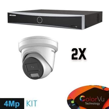Hikvision Hikvision Colorvu Set 2x Turret 4MP Recorder + Verkabelung