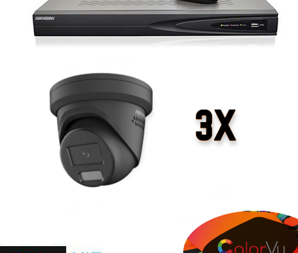 Hikvision Hikvision Colorvu Set 3x Turret 4MP Recorder + Cabling