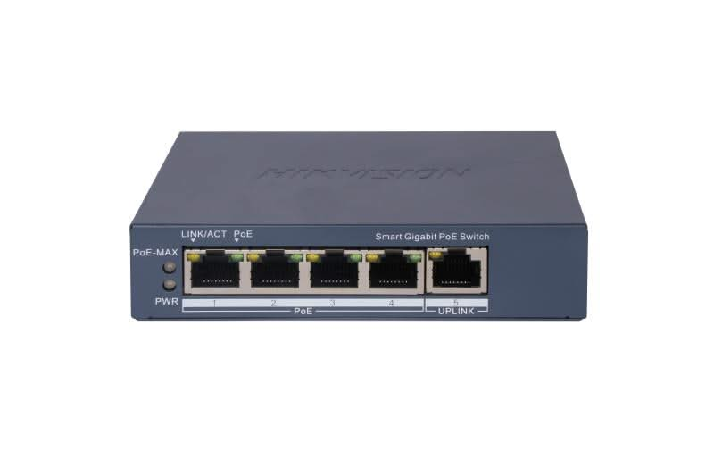 Hikvision Hikvision DS-3E1505P-EI, 5 poorts Smart Switch met 4x PoE, 1000Mb/Gigabit
