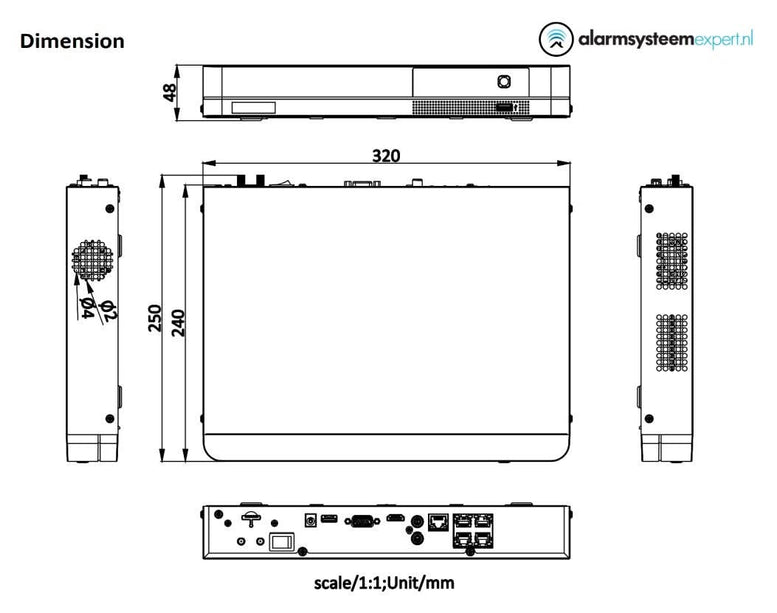 Hikvision Hikvision DS-7604NI-K1/4P/4G 4 kanalen NVR met 4K HDMI 4G en PoE