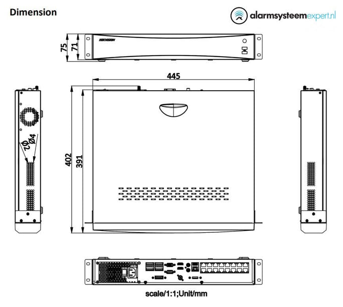 Hikvision DS-7732NXI-I4/16P/S Enregistreur vidéo réseau Acusense (NVR) 4 SATA, 4K Ultra HD