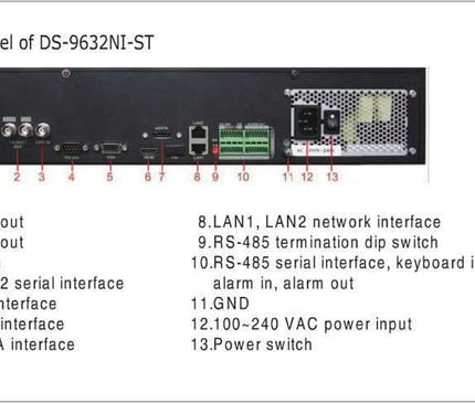 Hikvision Hikvision DS-9632NI-I8 Netzwerk-Videorekorder (32 Kameras) 8x SATA, 2x LAN