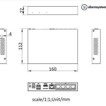 Hikvision Hikvision DS-E04NI-Q1/4P, incl. 1 ou 2TB SSD Convient pour 4 caméras IP 4x PoE