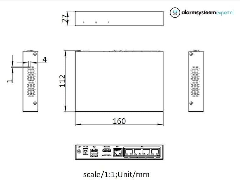 Hikvision Hikvision DS-E04NI-Q1/4P,  incl. 1 TB SSD Geschikt voor 4 IP camera's 4x PoE