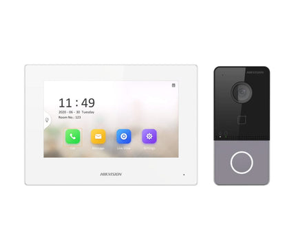 Hikvision Hikvision DS-KIS603-P(B) Kit d'interphone vidéo 1 Sonnette vidéo 1 Poste intérieur 7" 2x alimentation électrique