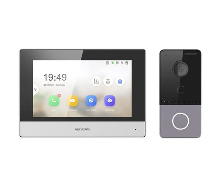 Hikvision Hikvision DS-KIS603-P(B) Kit d'interphone vidéo 1 Sonnette vidéo 1 Poste intérieur 7" 2x alimentation électrique