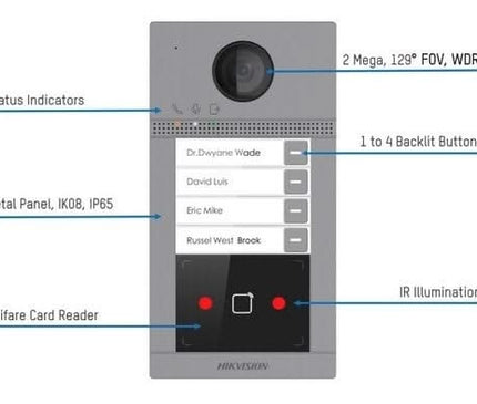 Hikvision Hikvision DS-KV8213-WME1 Built-in 2 bell pushers IR illumination PoE 12v