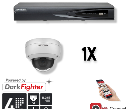 Hikvision Hikvision Set 1x Dome 4MP + Recorder & Bekabeling