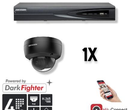 Hikvision Hikvision Set 1x Dome 4MP + Enregistreur & Câblage