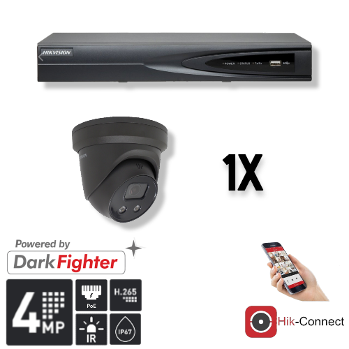Hikvision Hikvision Set 1x Turret 4MP + Recorder & Cabling