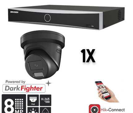 Hikvision Hikvision Set 1x Turret 8MP + Recorder & Cabling