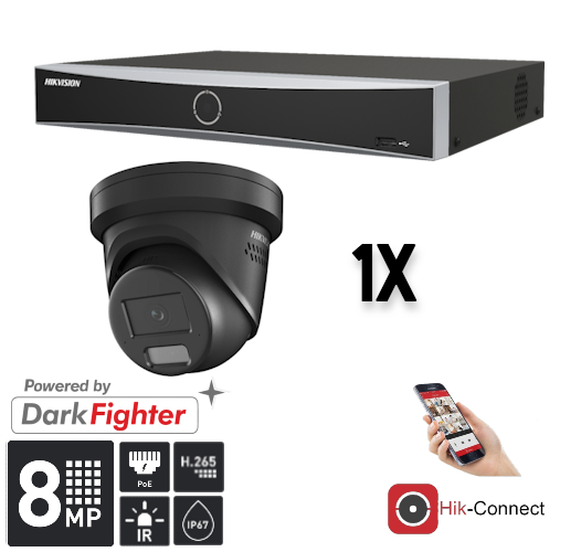 Hikvision Hikvision Set 1x Turret 8MP + Recorder & Cabling